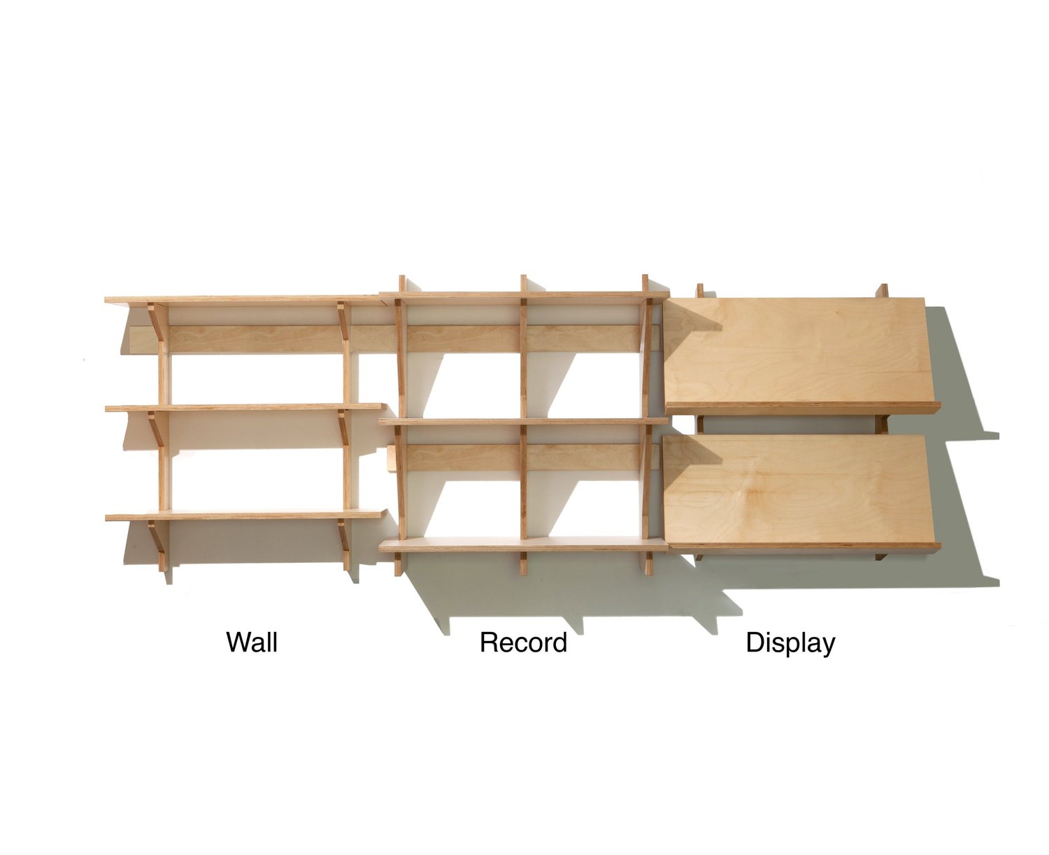 zero-waste modular plywood wall-hung record shelves - FN | Fine